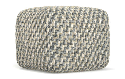Blue/Beige | Beatrix Square Pouf