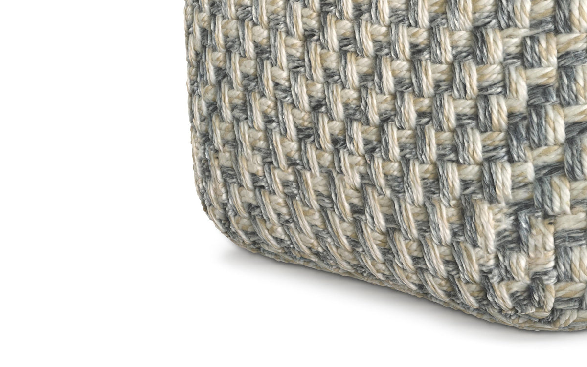 Blue/Beige | Beatrix Square Pouf