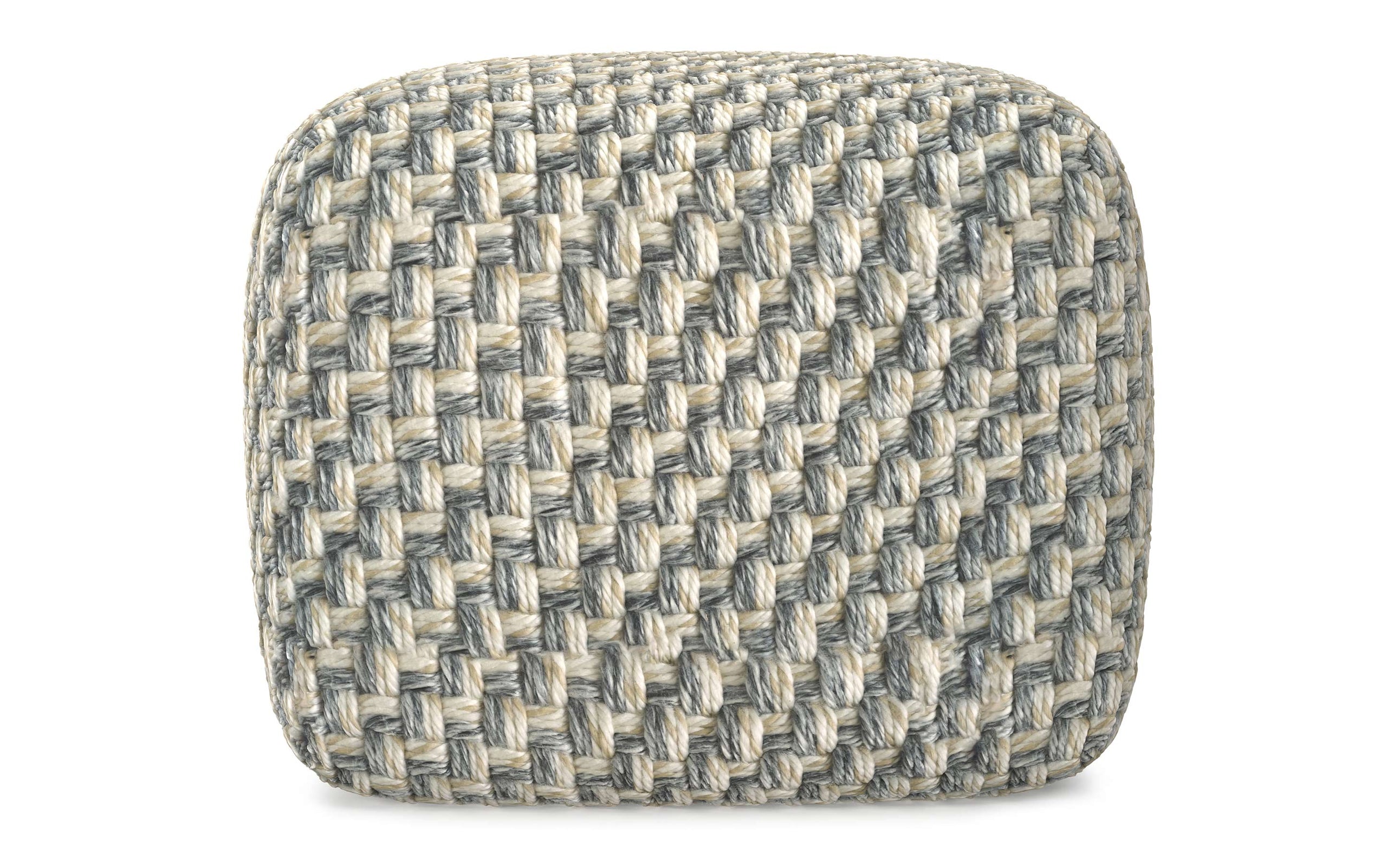Blue/Beige | Beatrix Square Pouf