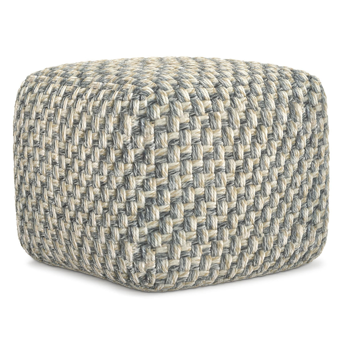 Blue/Beige | Beatrix Square Pouf