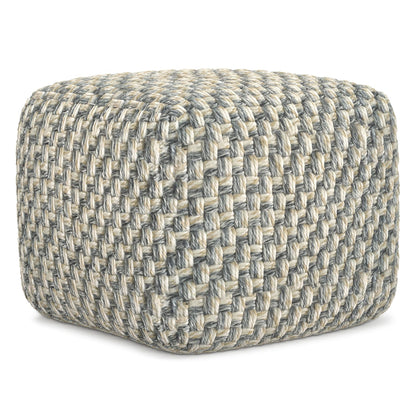 Blue/Beige | Beatrix Square Pouf