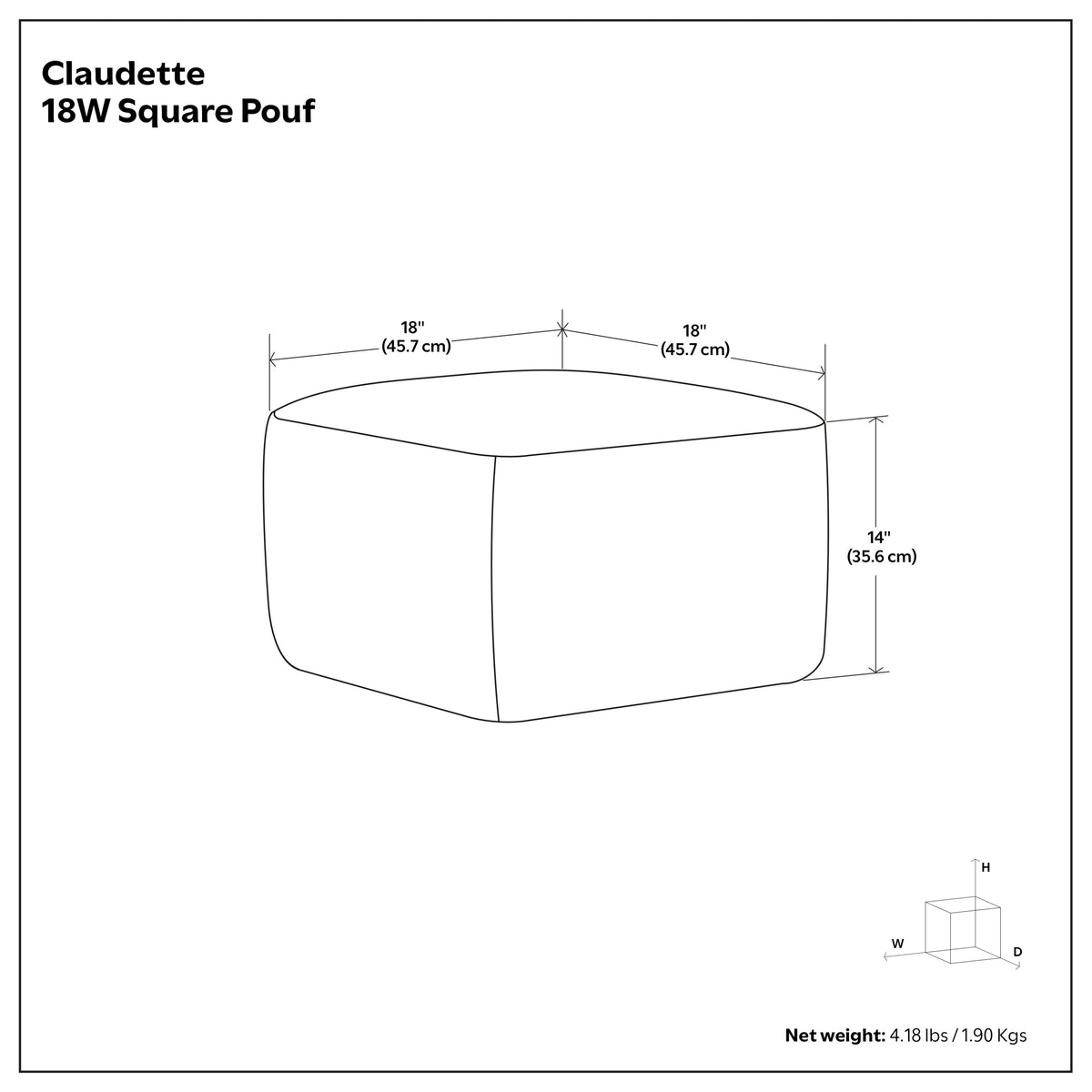 Black/Cream/Sand | Claudette Square Pouf