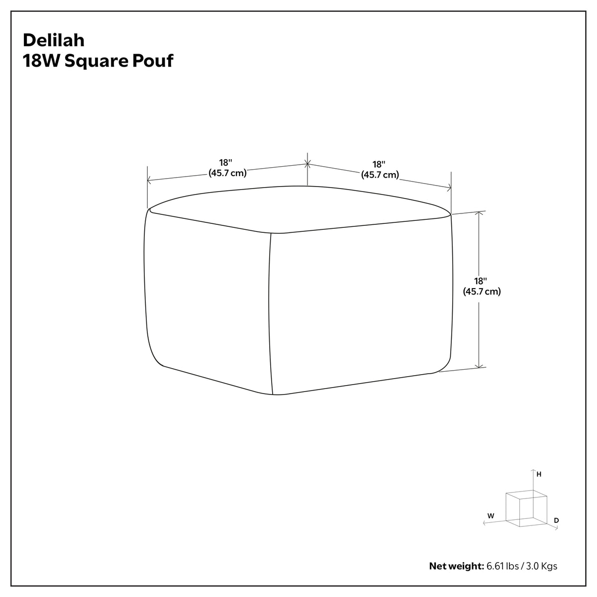 Delilah Square Woven Pouf