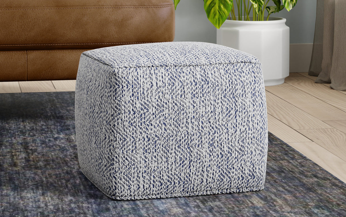 Blue | Nate 18 inch Square Pouf