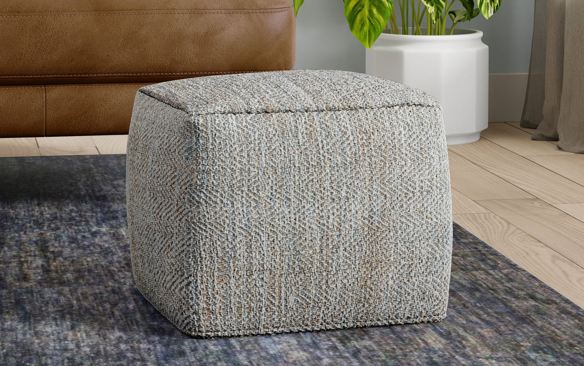 Grey | Nate 18 inch Square Pouf