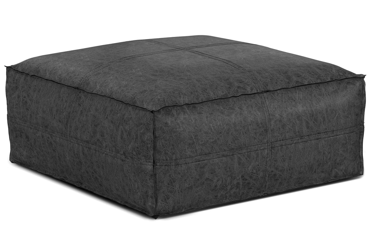 Distressed Black | Brody Large Square Coffee Table Pouf