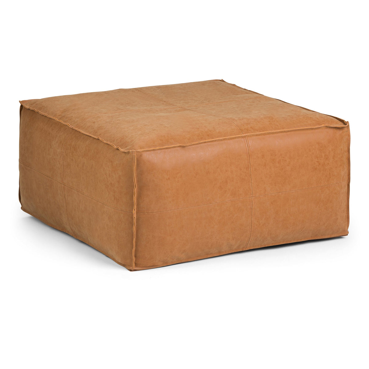 Distressed Camel Brown | Brody Large Square Coffee Table Pouf