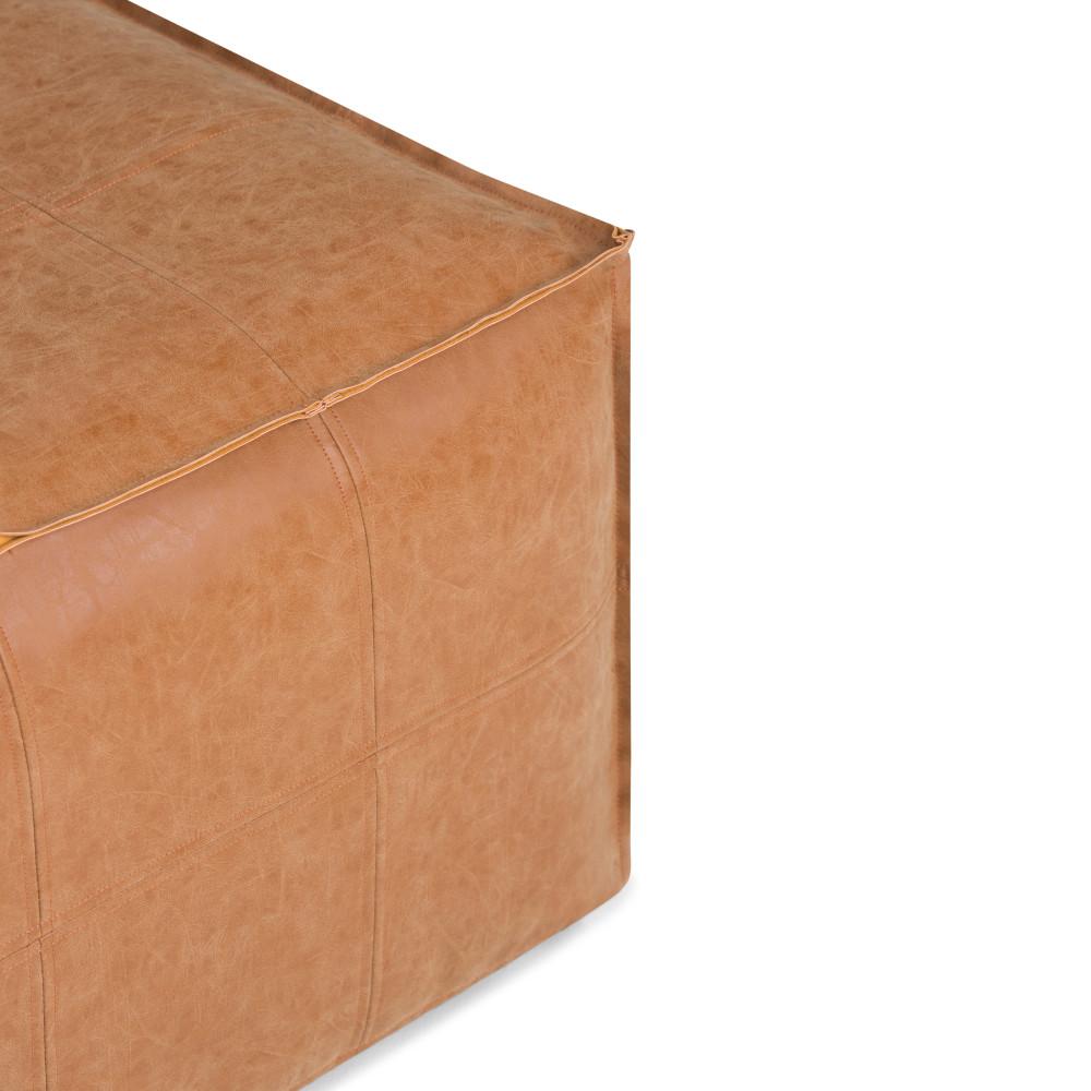 Distressed Camel Brown | Brody Large Square Coffee Table Pouf