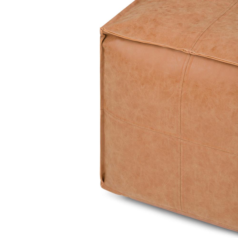 Distressed Camel Brown | Brody Large Square Coffee Table Pouf
