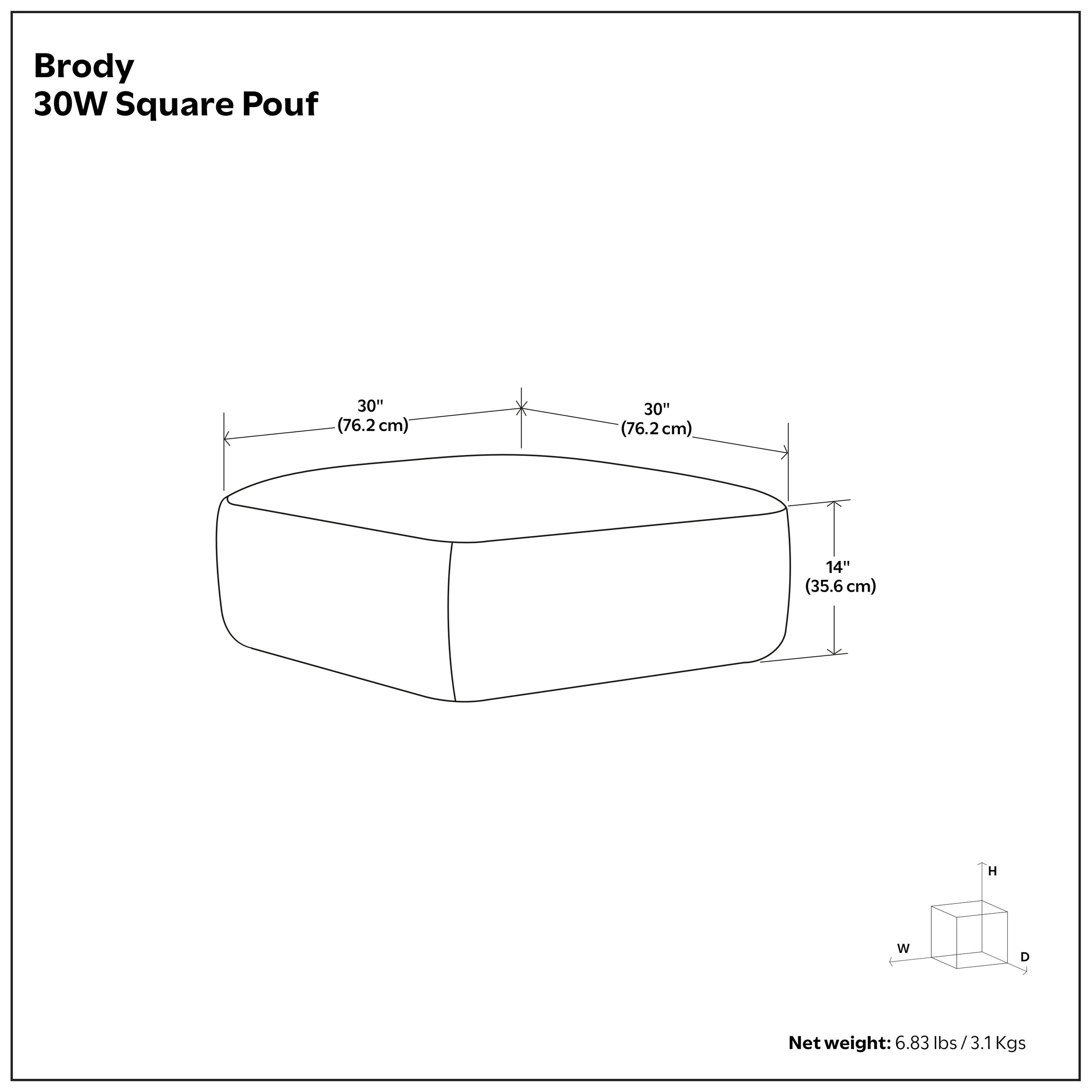 Distressed Camel Brown | Brody Large Square Coffee Table Pouf