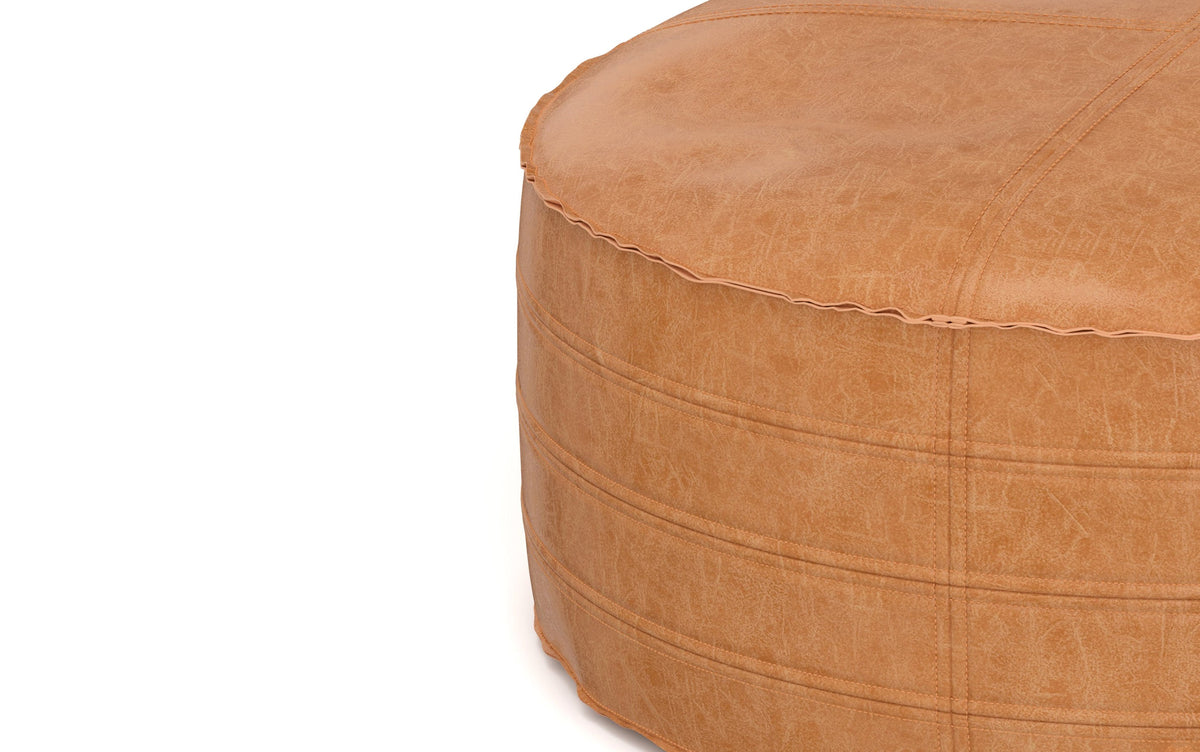Distressed Camel Brown 32 inch | Brody 32 inch Round Coffee Table Pouf