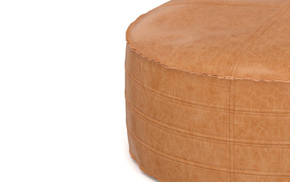 Distressed Camel Brown 32 inch | Brody 32 inch Round Coffee Table Pouf