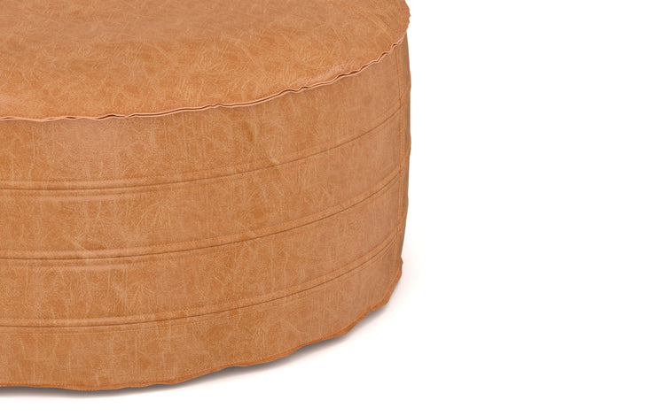 Distressed Camel Brown 32 inch | Brody 32 inch Round Coffee Table Pouf
