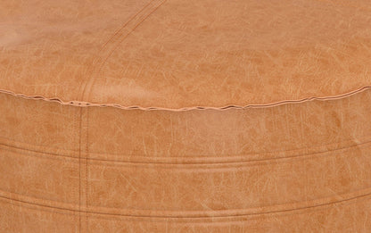 Distressed Camel Brown 32 inch | Brody 32 inch Round Coffee Table Pouf