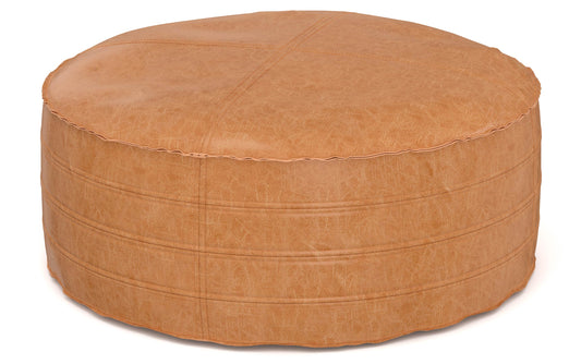 Distressed Camel Brown 32 inch | Brody 32 inch Round Coffee Table Pouf