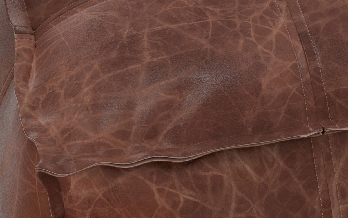 Distressed Brown Distressed Genuine Leather | Brody 26 inch Square Top Stitch Pouf