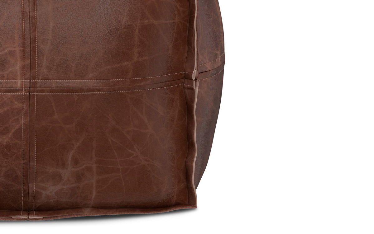 Distressed Brown Distressed Genuine Leather | Brody 26 inch Square Top Stitch Pouf