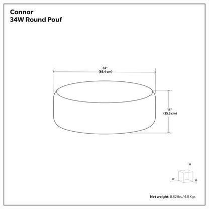 Connor 34 inch Round Coffee Table Pouf