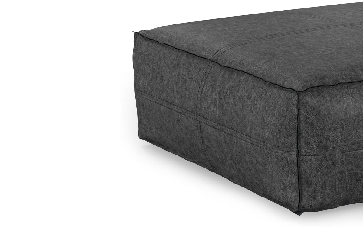 Distressed Black | Brody Extra Large Coffee Table Pouf