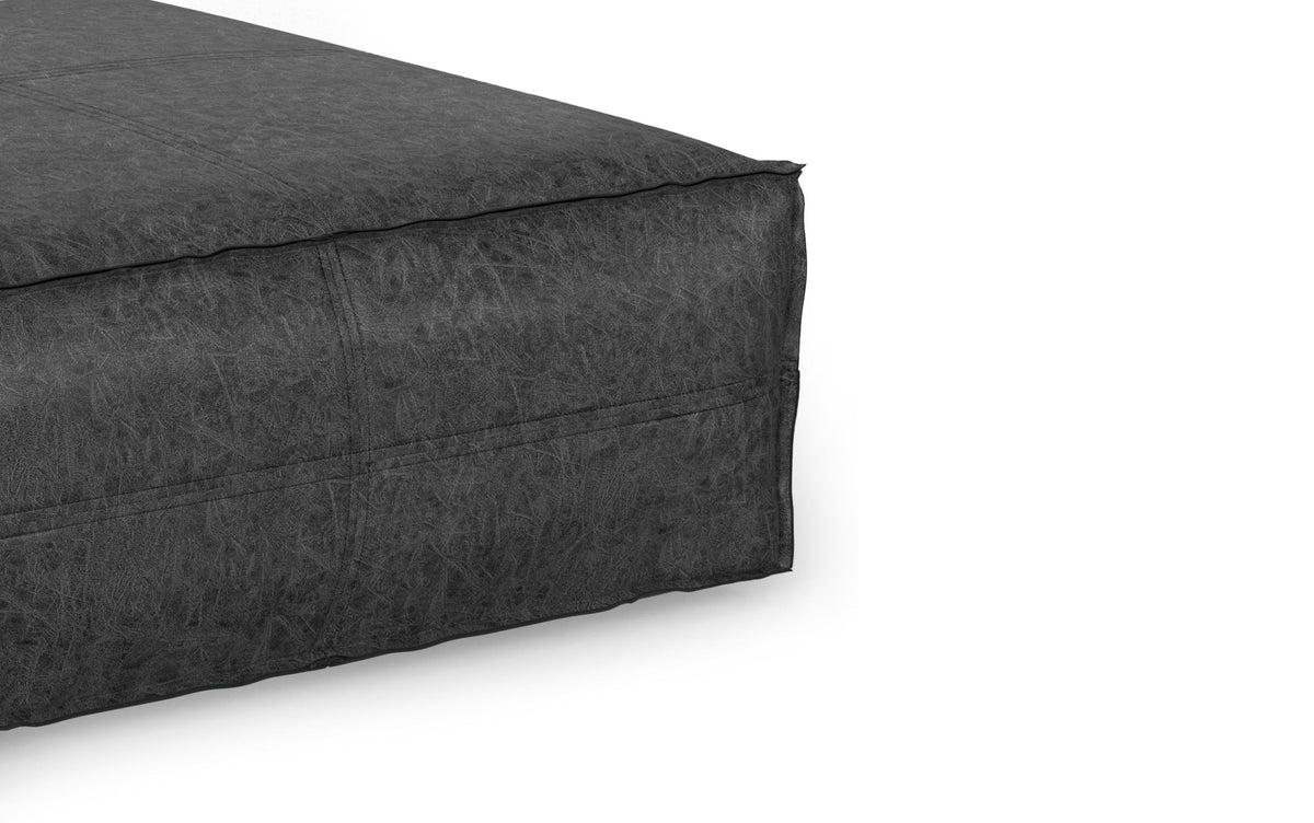Distressed Black | Brody Extra Large Coffee Table Pouf