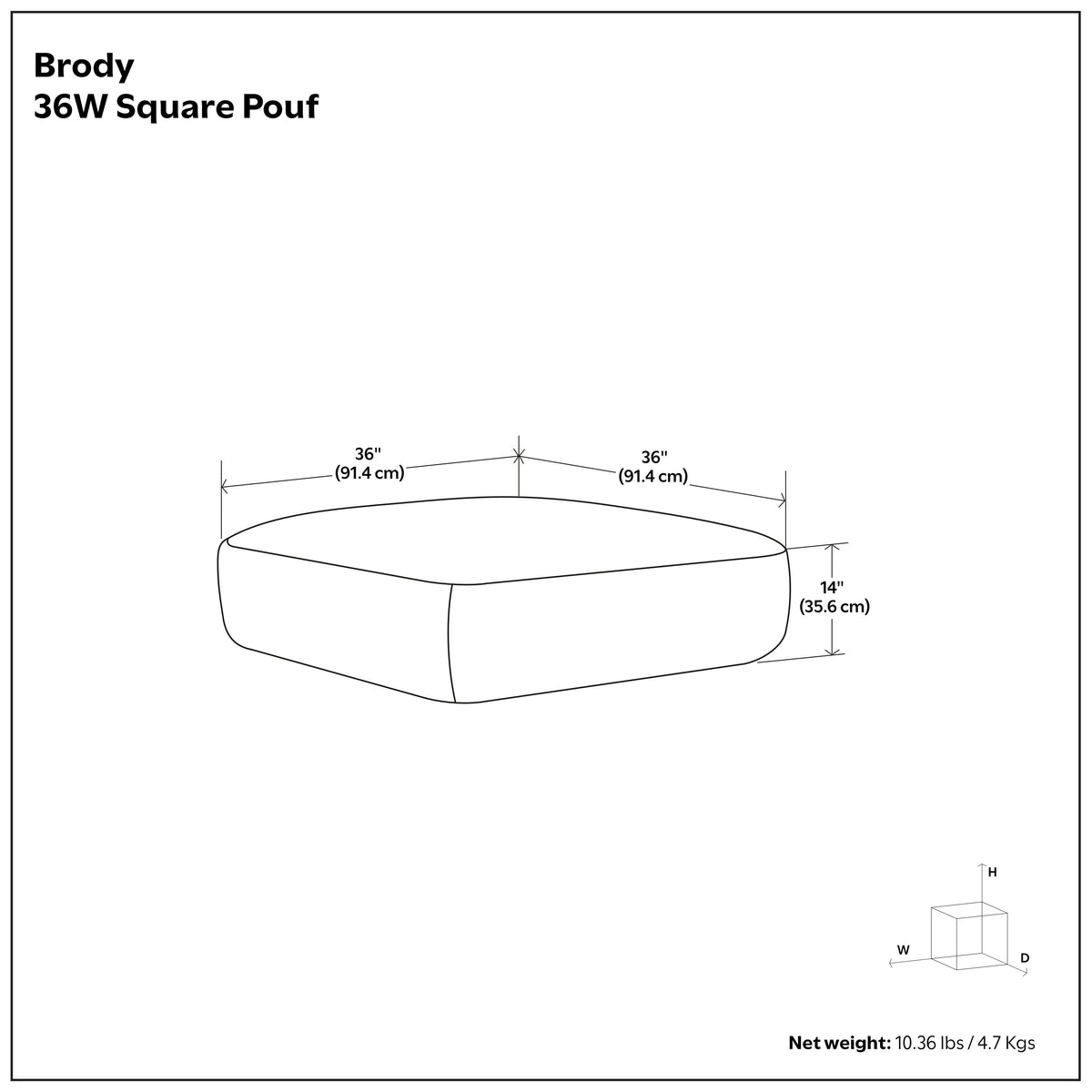 Distressed Dark Brown | Brody Extra Large Coffee Table Pouf