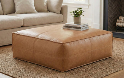 Distressed Camel Brown | Brody Extra Large Coffee Table Pouf