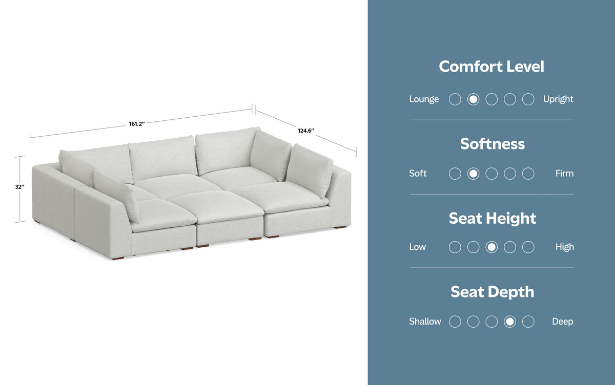 Jasmine Pit Sectional Sofa in Performance Fabric