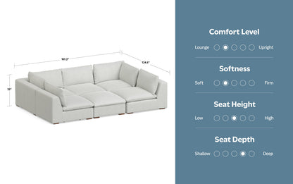 Jasmine Pit Sectional Sofa in Performance Fabric