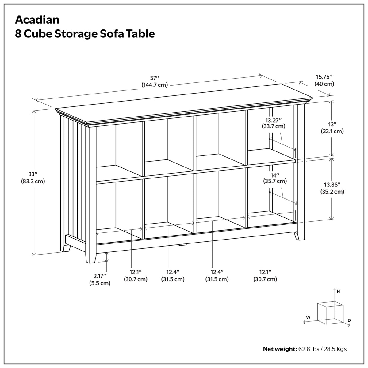 Brunette Brown | Acadian 8 Cube Storage Sofa Table