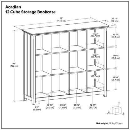 Brunette Brown | Acadian 12 Cube Bookcase