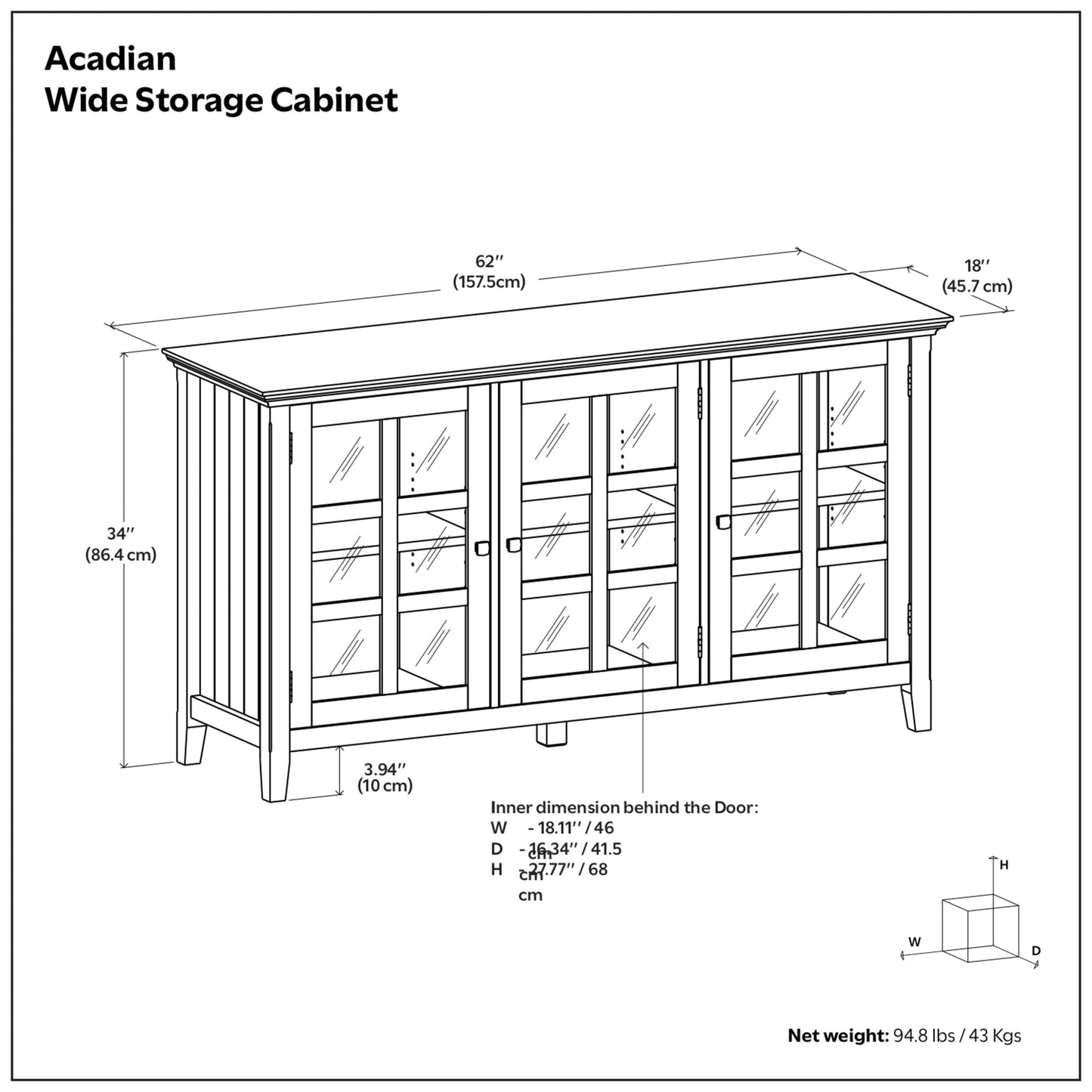 Brunette Brown | Acadian Wide Storage Cabinet
