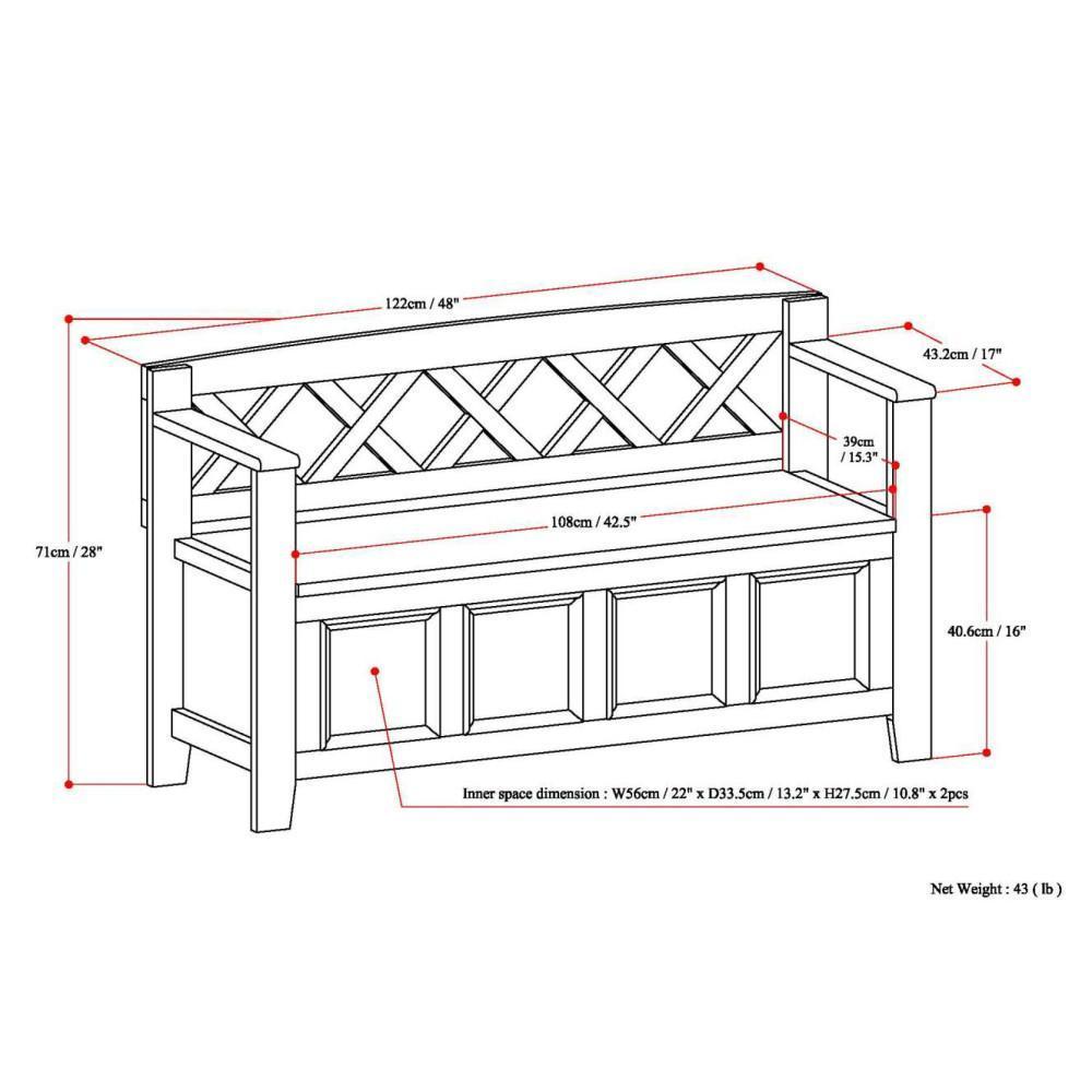 Hickory Brown | Amherst Entryway Bench