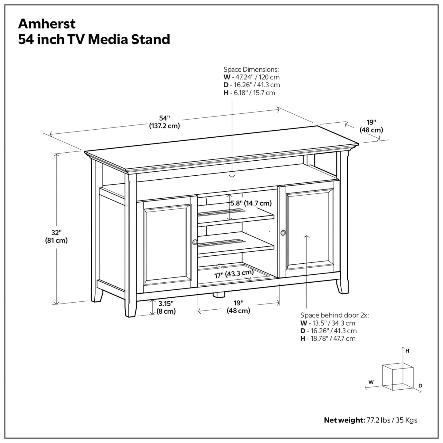 Hickory Brown | Amherst 54 inch TV Media Stand