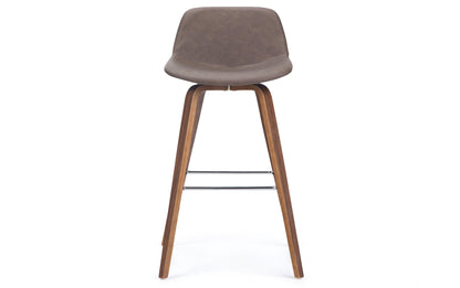 Distressed Chocolate Brown Distressed Vegan Leather Natural | Randolph Bentwood 26 inch Bar Stool (Set of 2)