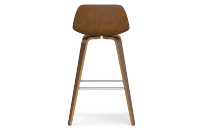Deep Tan Vegan Leather Walnut | Randolph Bentwood 26 inch Bar Stool (Set of 2)