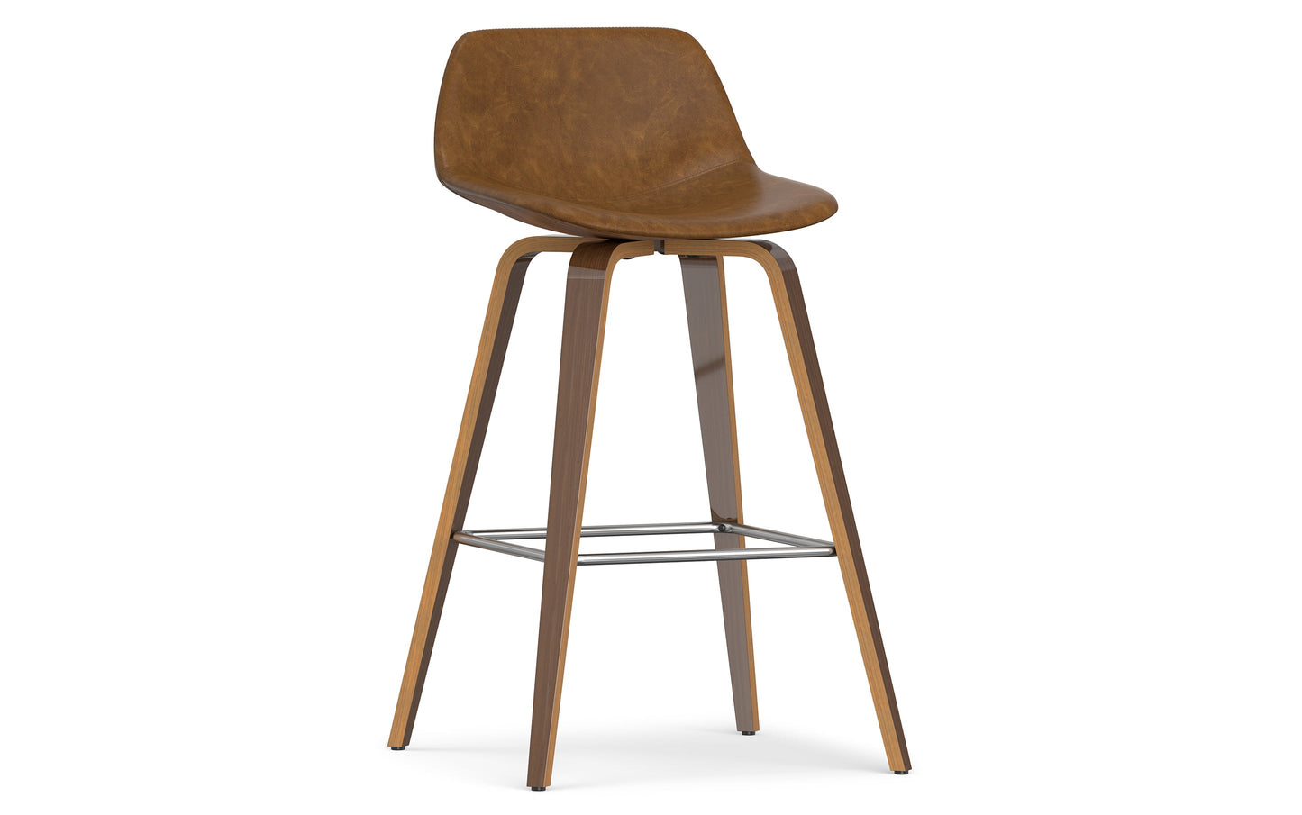 Deep Tan Vegan Leather Walnut | Randolph Bentwood 26 inch Bar Stool (Set of 2)