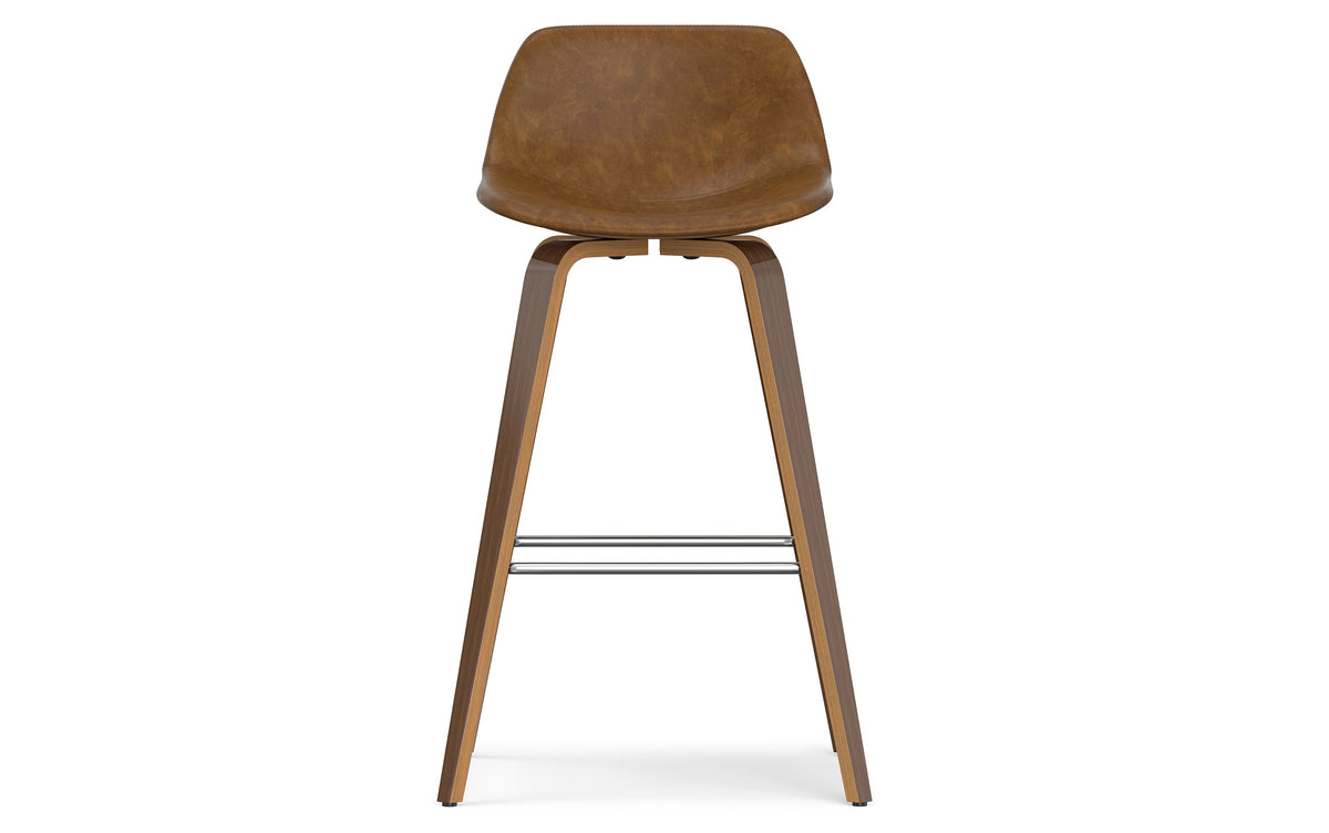 Deep Tan Vegan Leather Walnut | Randolph Bentwood 26 inch Bar Stool (Set of 2)