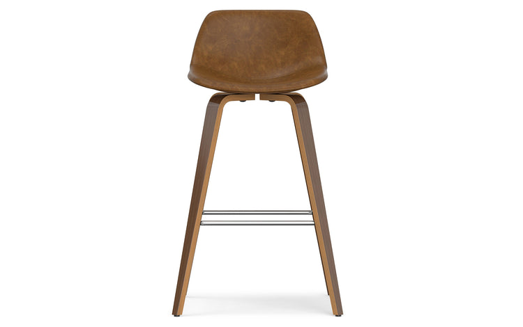 Deep Tan Vegan Leather Walnut | Randolph Bentwood 26 inch Bar Stool (Set of 2)