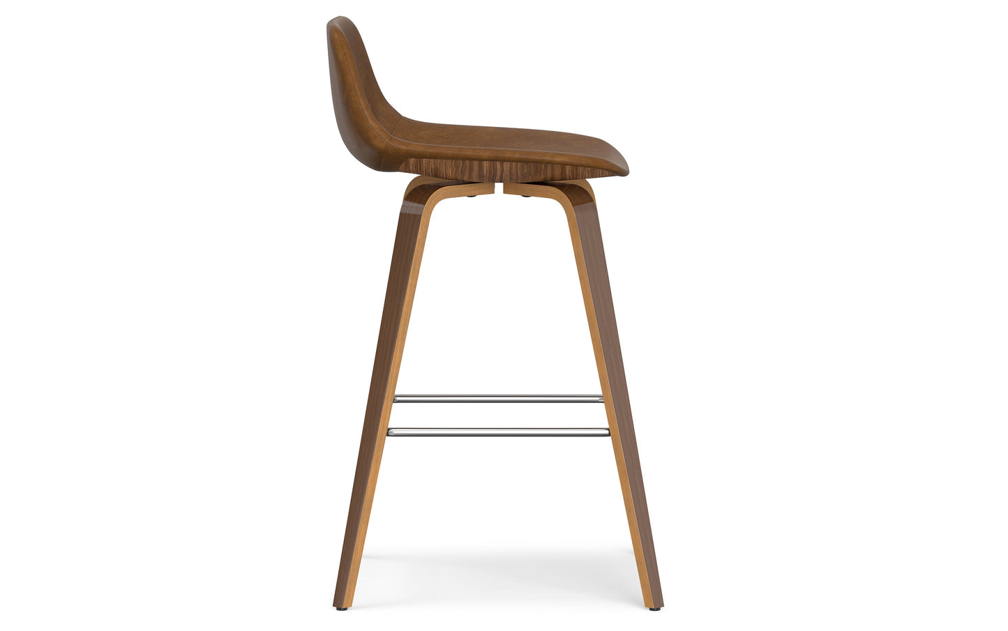 Deep Tan Vegan Leather Walnut | Randolph Bentwood 26 inch Bar Stool (Set of 2)