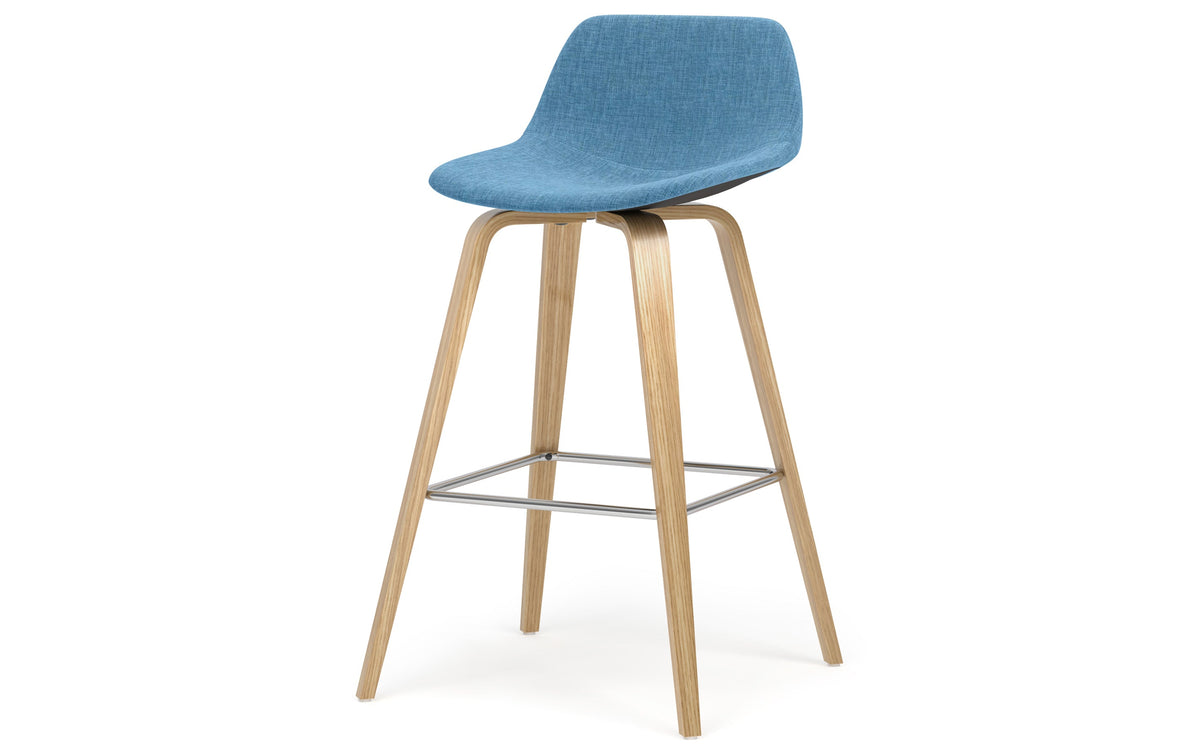 Blue Linen Style Fabric Oak | Randolph Bentwood 26 inch Bar Stool (Set of 2)