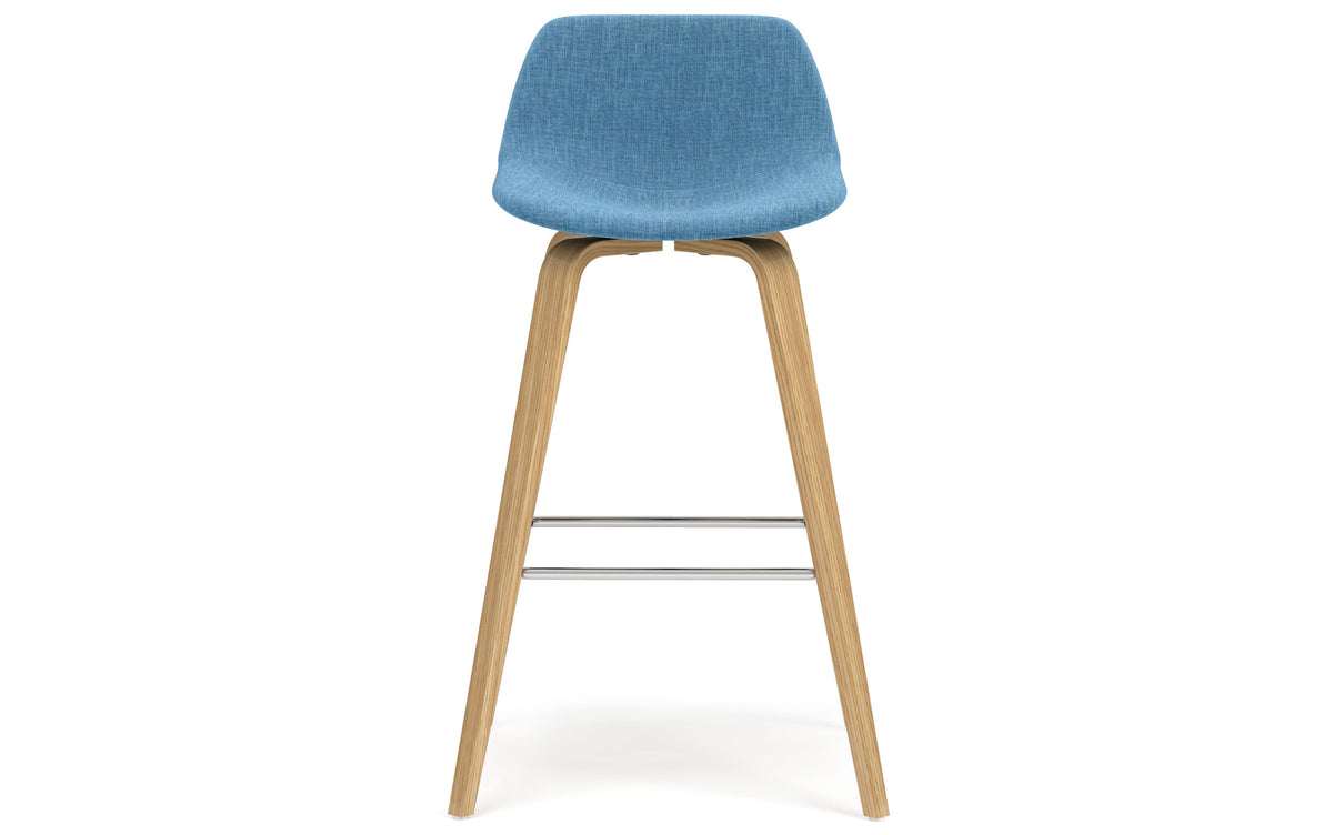 Blue Linen Style Fabric Oak | Randolph Bentwood 26 inch Bar Stool (Set of 2)