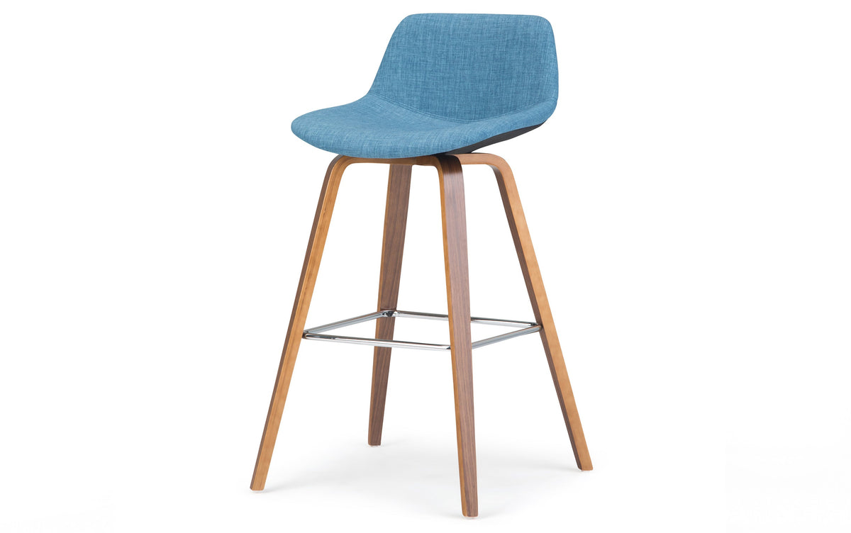 Blue Linen Style Fabric Natural | Randolph Bentwood 26 inch Bar Stool (Set of 2)