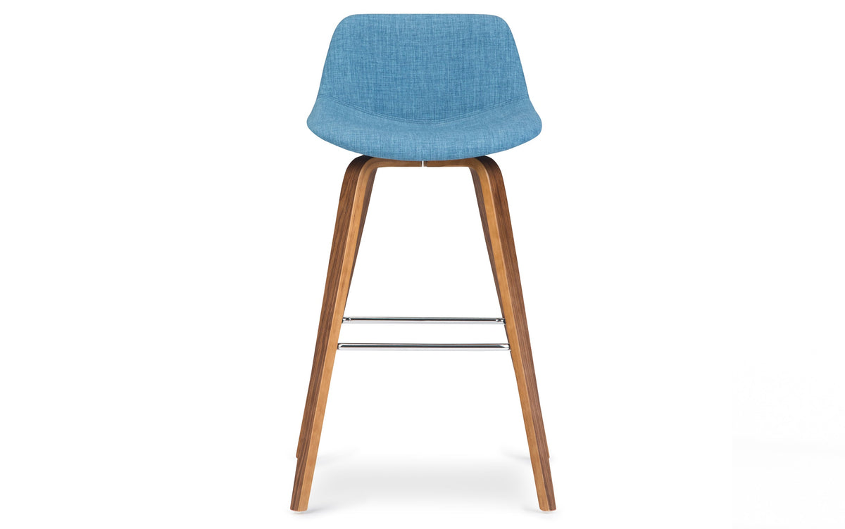 Blue Linen Style Fabric Natural | Randolph Bentwood 26 inch Bar Stool (Set of 2)