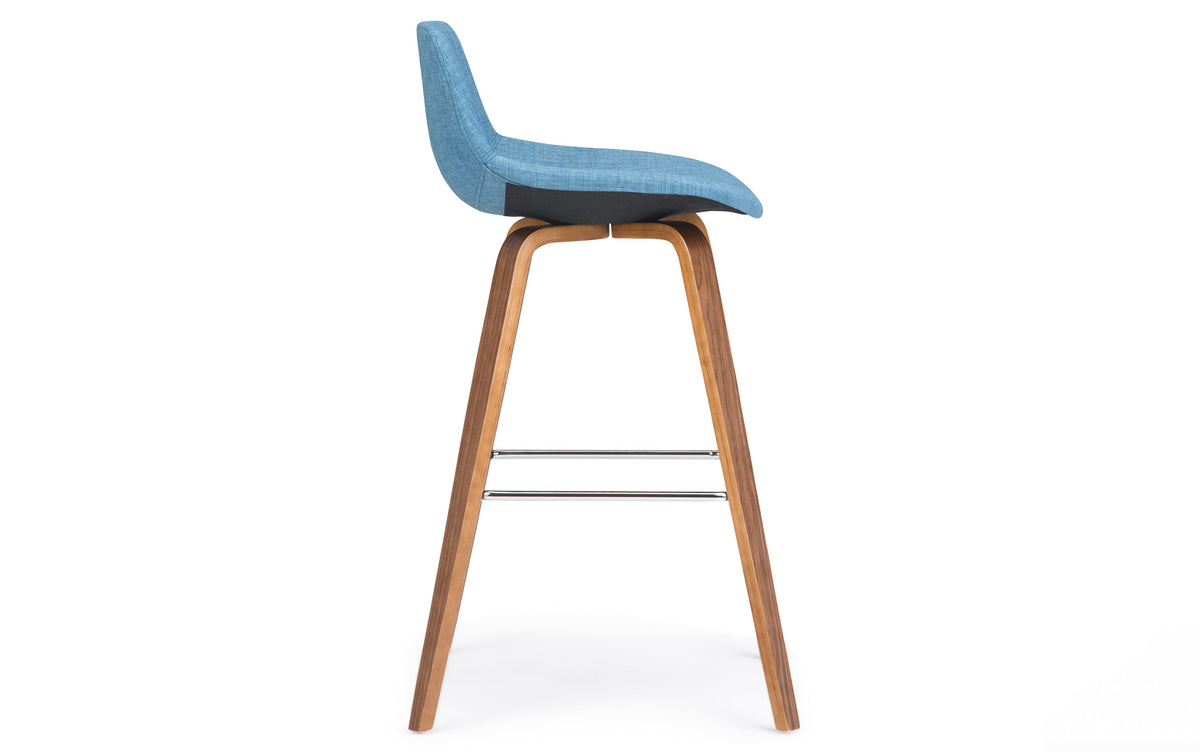 Blue Linen Style Fabric Natural | Randolph Bentwood 26 inch Bar Stool (Set of 2)