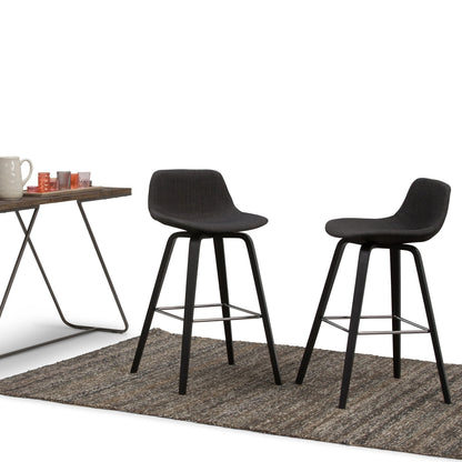 Charcoal Grey Linen Style Fabric Black | Randolph Bentwood 26 inch Bar Stool (Set of 2)