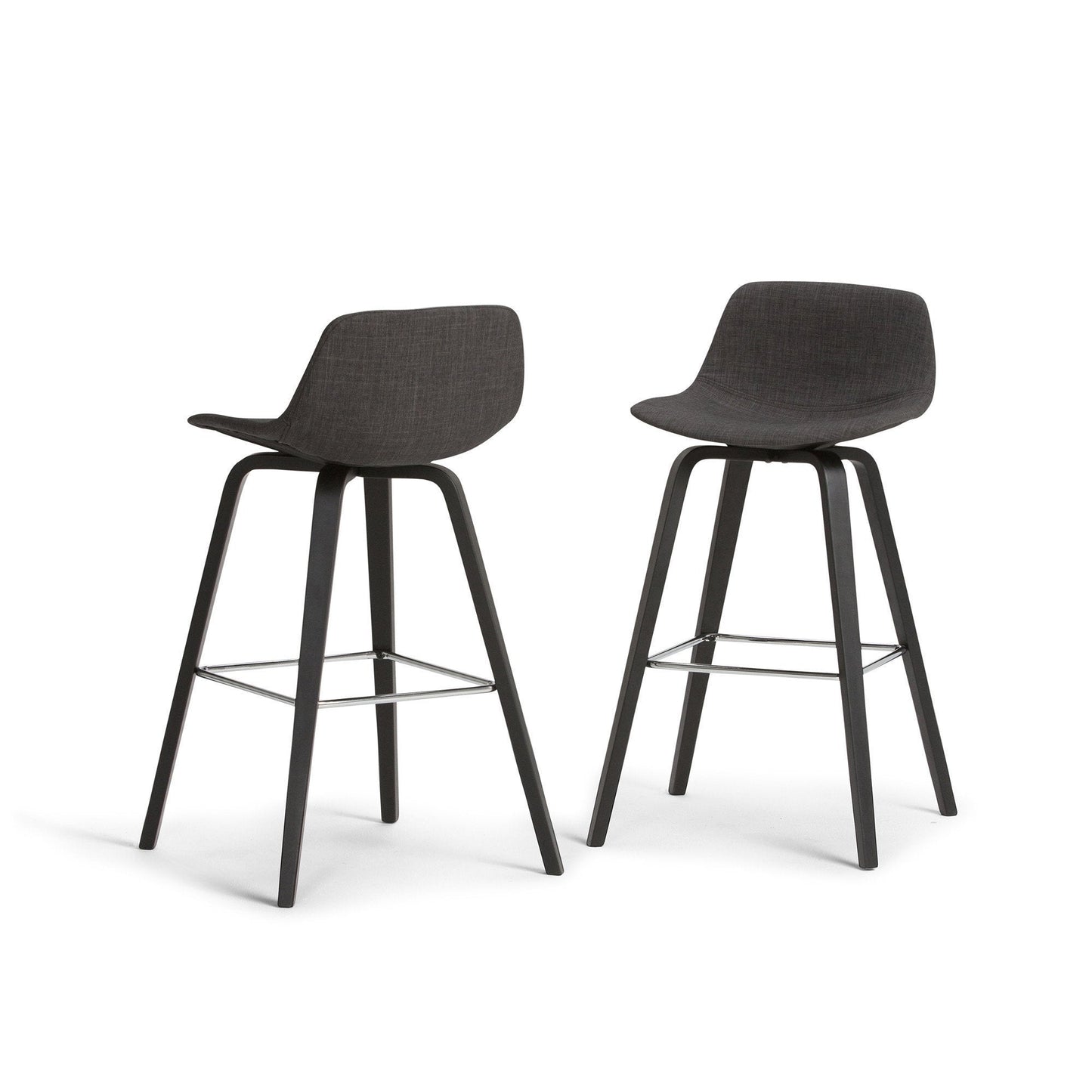 Charcoal Grey Linen Style Fabric Black | Randolph Bentwood 26 inch Bar Stool (Set of 2)