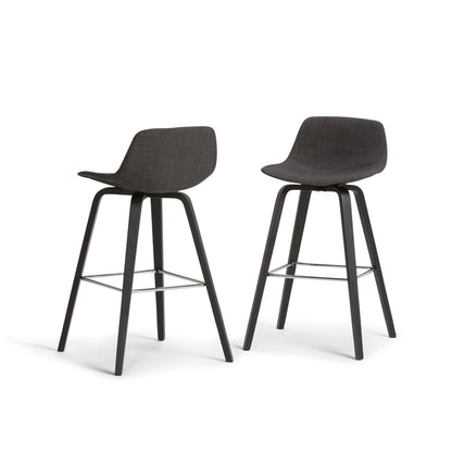 Charcoal Grey Linen Style Fabric Black | Randolph Bentwood 26 inch Bar Stool (Set of 2)