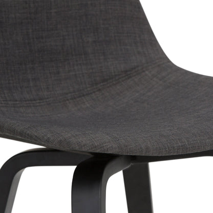 Charcoal Grey Linen Style Fabric Black | Randolph Bentwood 26 inch Bar Stool (Set of 2)