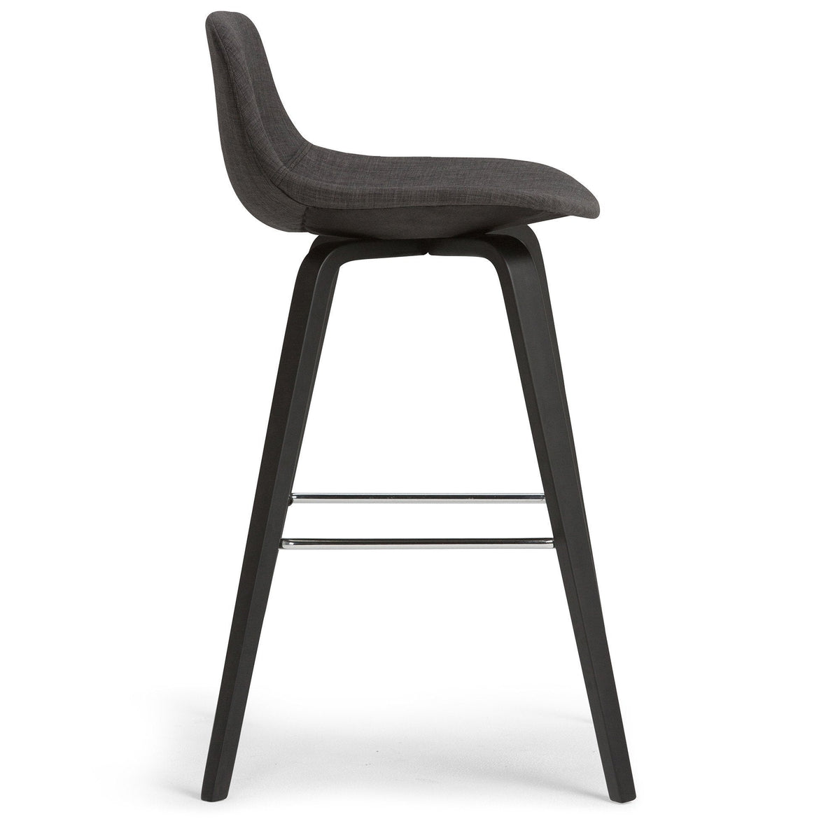 Charcoal Grey Linen Style Fabric Black | Randolph Bentwood 26 inch Bar Stool (Set of 2)