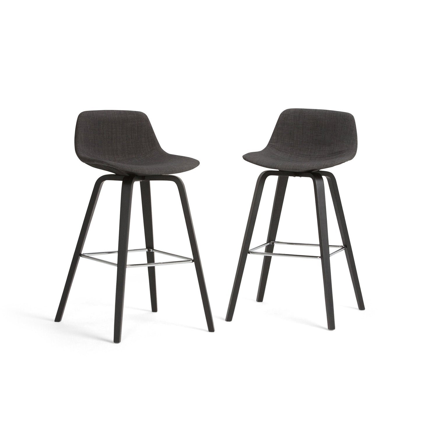 Charcoal Grey Linen Style Fabric Black | Randolph Bentwood 26 inch Bar Stool (Set of 2)